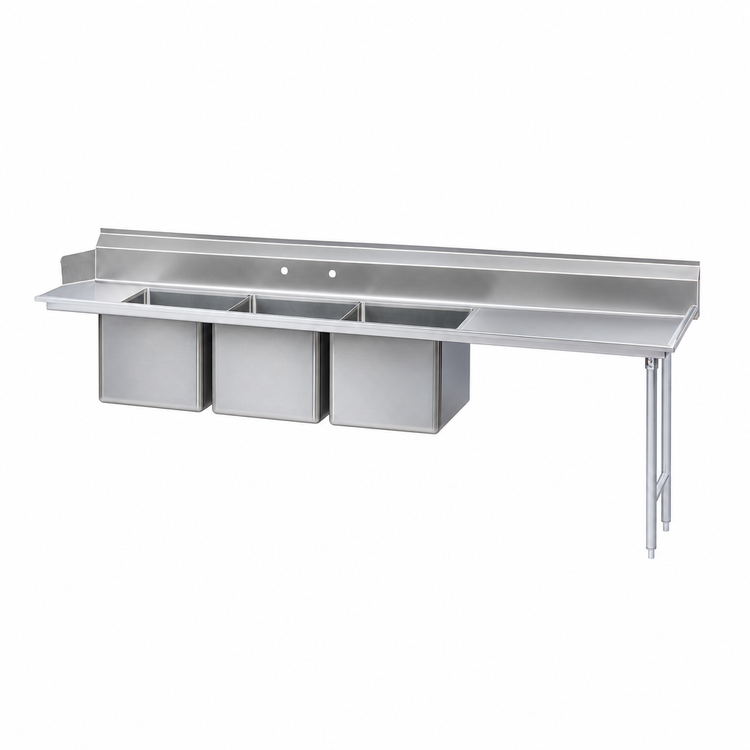 Product image #3 for Advance Tabco 83-Inch 3-Compartment Sink Dishtable with Right Drainboard