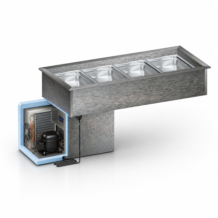 Product image #3 for Randell RCP-9 120-Inch Drop-In Refrigerated Cold Food Well, 9 Full-Size Pan Capacity