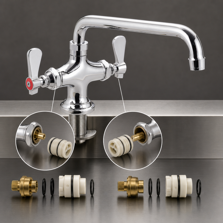 Product image #3 for OptiFlow Heavy Duty Dual Valve Deck Mount Pantry Faucet with 14-Inch Swing Spout