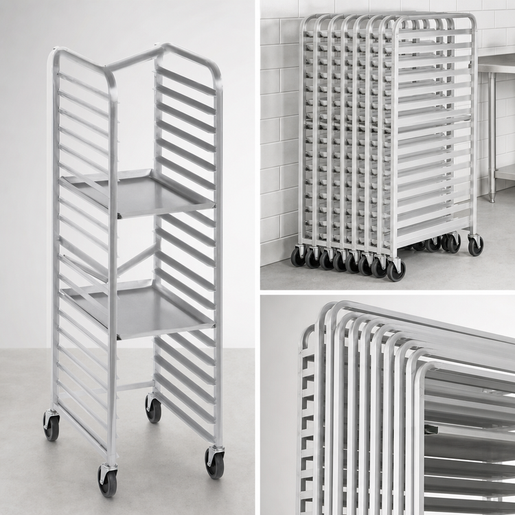 Product image #4 for Channel Standard Heavy-Duty Mobile Aluminum Nesting End-Load Bun Pan Rack, 20-Pan Capacity