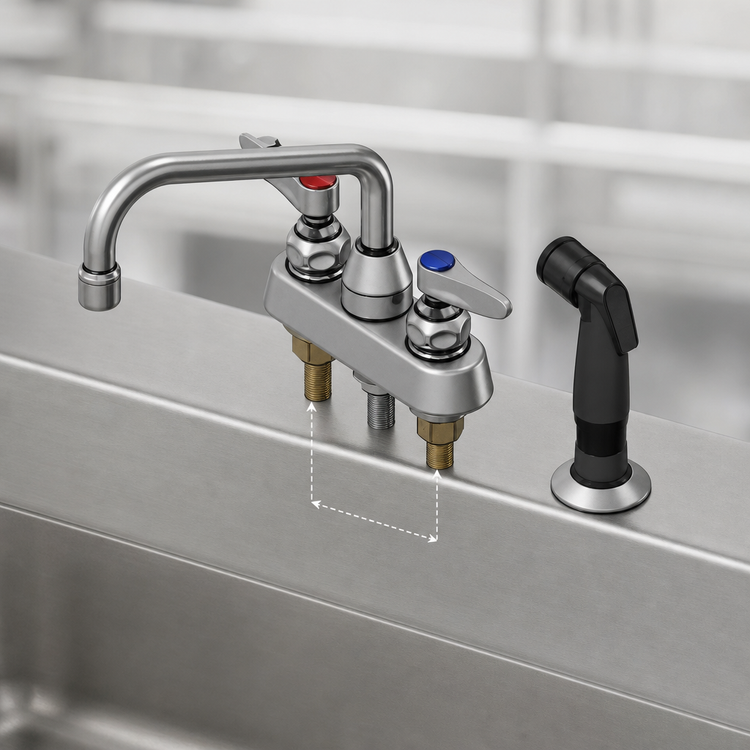 Product image #3 for T&S Brass Deck-Mount Workboard Faucet with 8-Inch Swing Spout and Side Spray, 4-Inch Centers