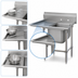Thumbnail image #3 for Advance Tabco Regaline 1-Compartment Commercial Sink with Left-Hand Drainboard, 20 x 28 Inch Bowl, 14-Gauge 304 Stainless Steel