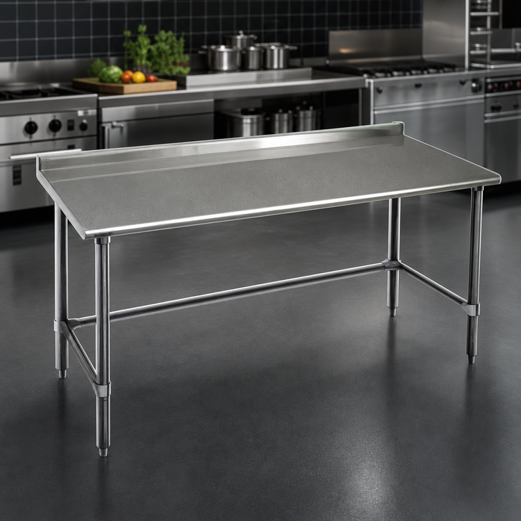 Product image #3 for Deluxe Series Stainless Steel Work Table with Rear Up-Turn, 108 x 36 Inches