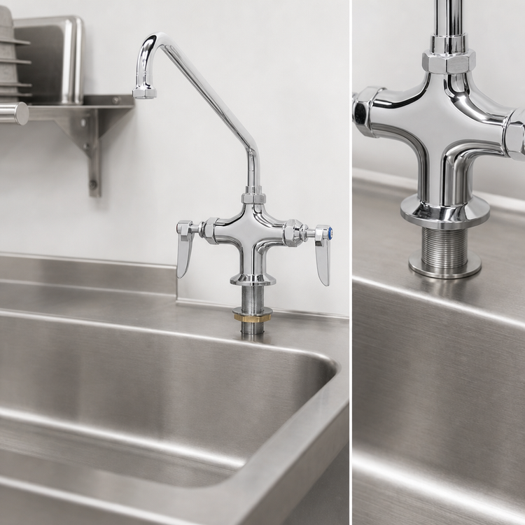 Product image #3 for T&S Brass B-0201-CR Double Pantry Mixing Faucet with 12-Inch Swing Nozzle
