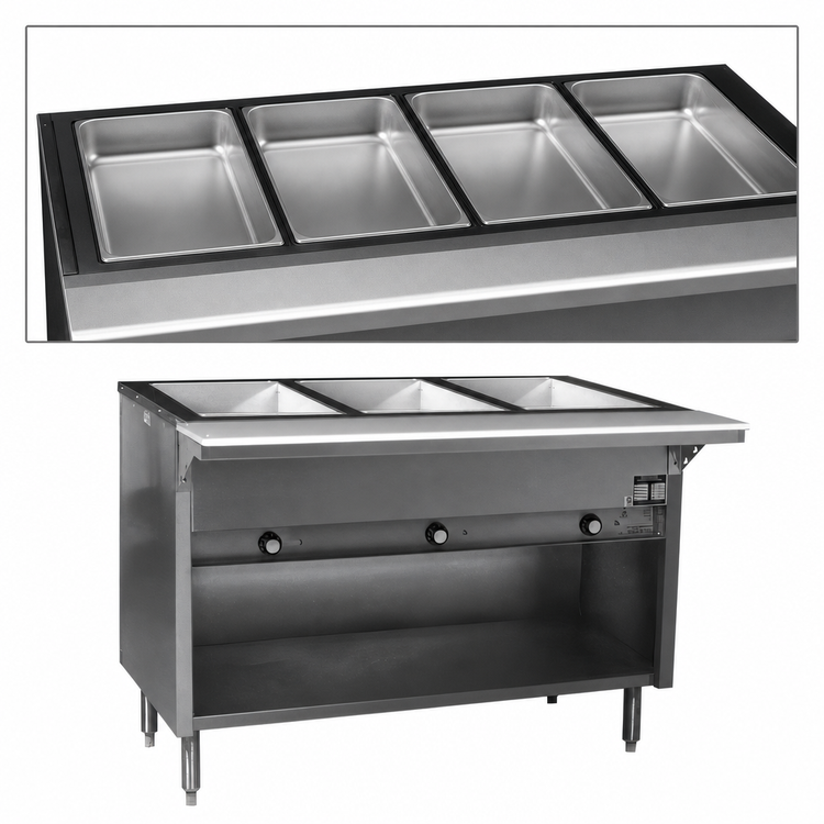 Product image #3 for Spec-Master HT4CB-240-3 4-Well Electric Hot Food Table with Enclosed Base and Cutting Board
