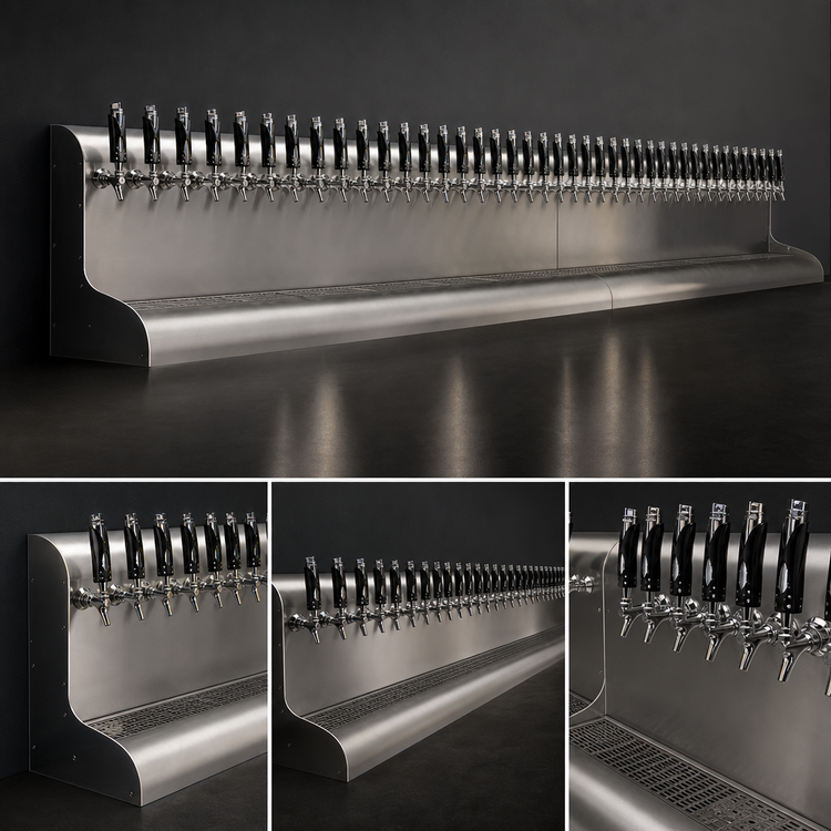 Product image #3 for Perlick Modular Wall-Mount Glycol-Cooled Draft Beer Dispensing Tower, 8 Faucets, Back Outlet