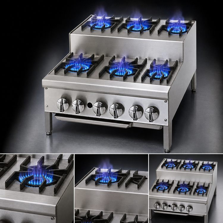 Product image #3 for Supreme 36-Inch Countertop Gas Step-Up Hotplate with 7 Burners