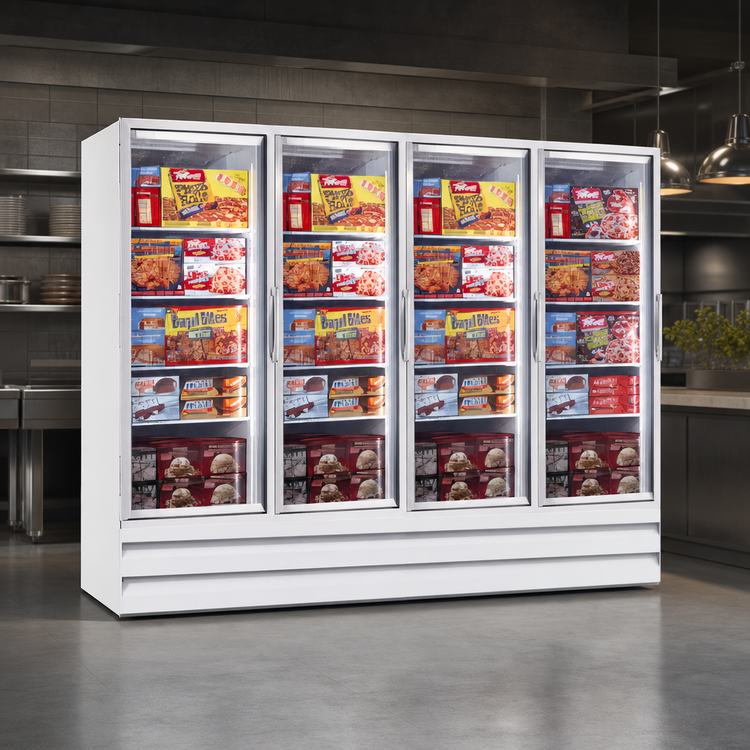 Product image #3 for Howard-McCray GR88BM 4-Section Glass Door Refrigerator Merchandiser, Bottom Mount, 88 Cu. Ft.