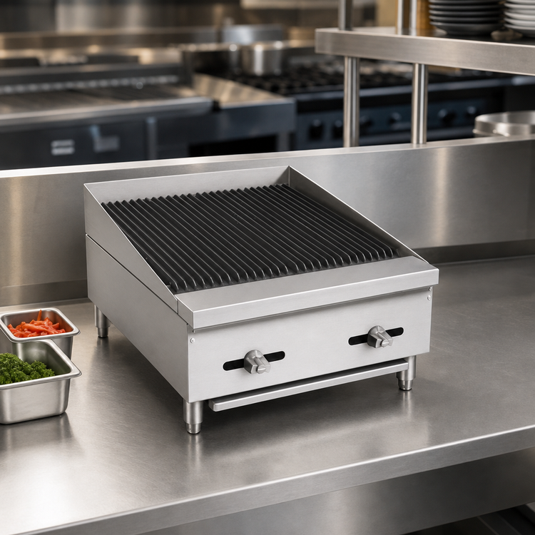 Product image #3 for Comstock-Castle Countertop Gas Lava Rock Char-Broiler with Cast Iron Grates, 18-Inch Wide