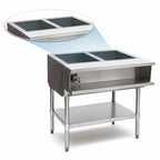 Thumbnail image #3 for Eagle Group AWT2-LP Two-Well Propane Water Bath Hot Food Table, Open Base with Undershelf, 33" W