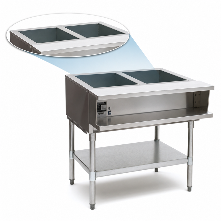 Product image #3 for Eagle Group Two-Well Liquid Propane Water Bath Hot Food Table with Open Base and Undershelf