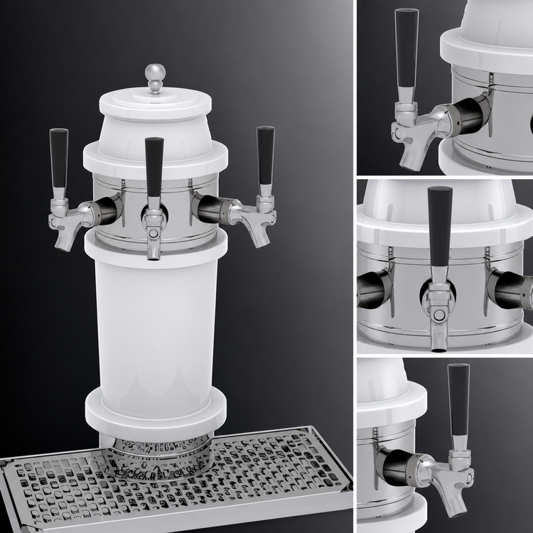 Product image #3 for Glastender Roman 3-Faucet Air-Cooled Countertop Draft Dispensing Tower, Mirror Finish