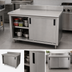 Thumbnail image #3 for Enclosed Stainless Steel Work Table with Cabinet Base and Sliding Doors, 120 x 30 Inches, 14-Gauge 304 Top, 5-Inch Backsplash
