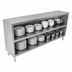 Thumbnail image #3 for John Boos 96-Inch Wide Open Front Stainless Steel Dish Storage Cabinet with Open Base and Mid Shelf