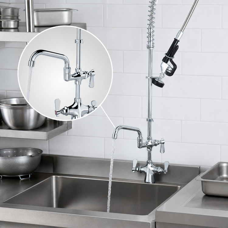Product image #3 for OptiFlow Lead-Free Deck-Mount Pre-Rinse Assembly with 8-Inch Add-On Faucet