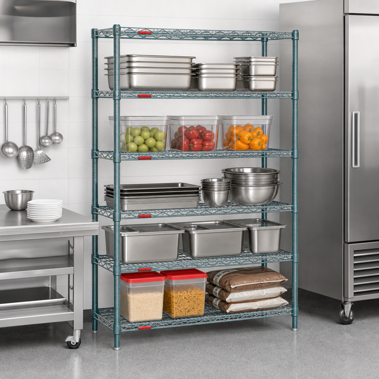 Product image #3 for EagleGard 5-Tier Stationary Starter Wire Shelving Unit with QuadTruss Shelves, 42 x 21 x 86 Inches