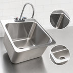 Thumbnail image #3 for BK Resources DDI-20161224-P-G Deep-Drawn Single-Compartment Drop-In Stainless Steel Sink with Faucet and Basket Drain, 23 x 21 x 12 Inches