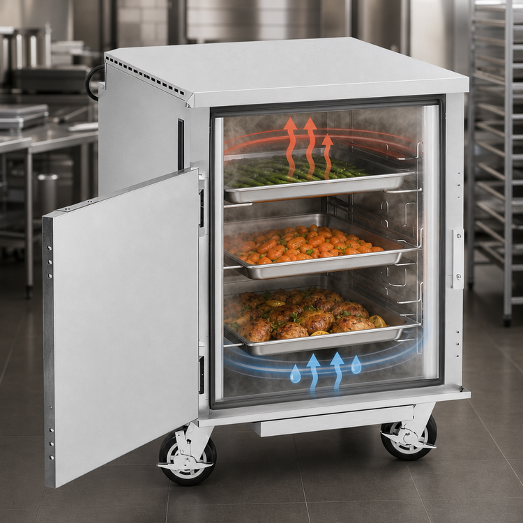 Product image #3 for FWE Clymate IQ Mobile Heated Humidified Holding Cabinet with Dutch Doors, 12-Slide, 18 x 26 Tray Capacity