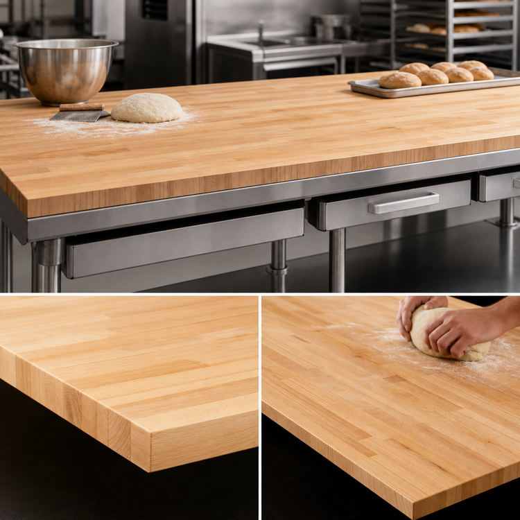 Product image #3 for John Boos Edge Grain Laminated Northern Hard Rock Maple Work Table Top, 144 Inches x 30 Inches x 1-1/2 Inches