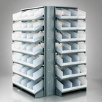Thumbnail image #3 for Quantum QPRD-209CL Sloped Double-Sided Pick Rack, 16 Shelves, 48 Clear Bins, 800 lb Capacity