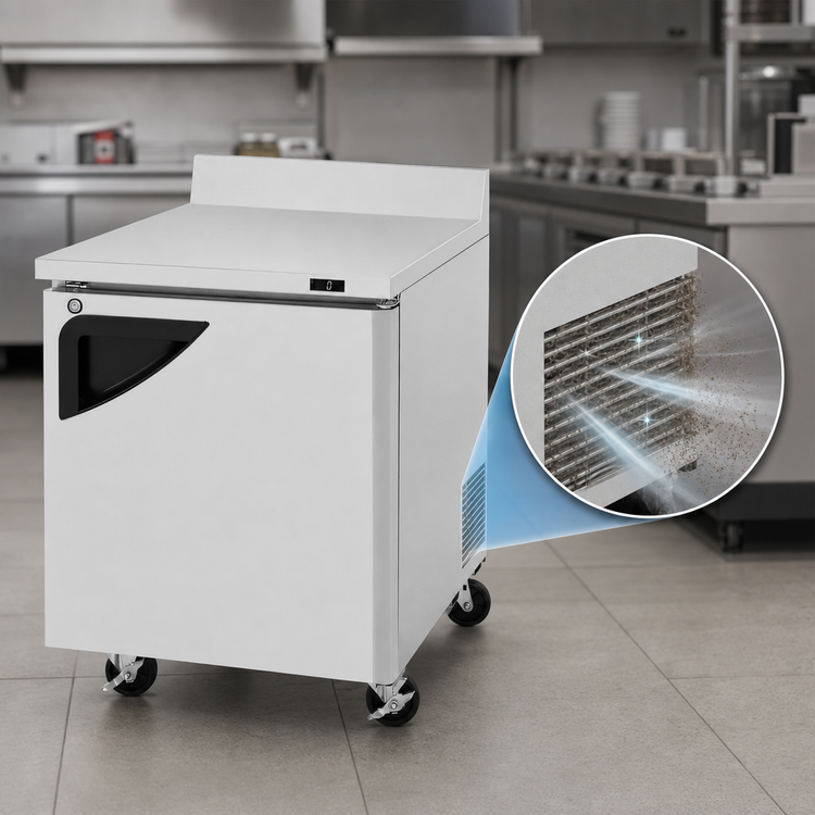 Product image #3 for Turbo Air Super Deluxe 27.5-Inch Wide 1-Section Stainless Steel Worktop Freezer with Self-Cleaning Condenser