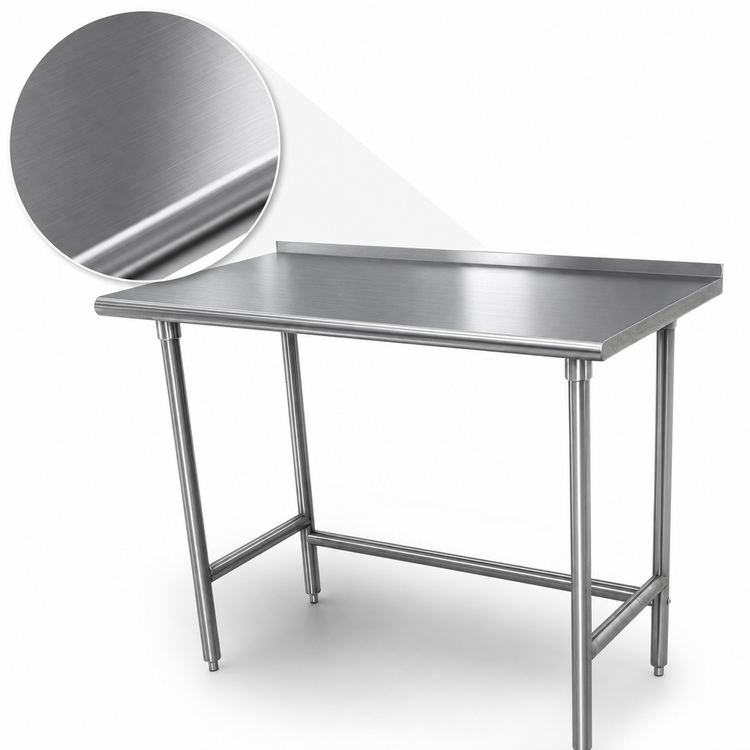 Product image #3 for Advance Tabco Special Value Series 84-Inch x 24-Inch Open Base Work Table with 1-1/2-Inch Rear Backsplash