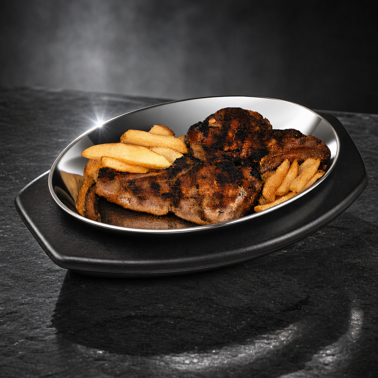 Product image #3 for American Metalcraft Oval Aluminum Mirror-Finish Sizzle Platter, 12-1/2 x 9 Inches