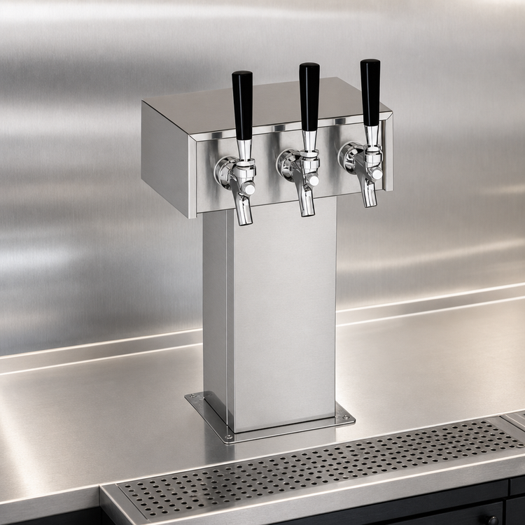 Product image #3 for Perlick 2-Faucet Stainless Steel Tee Beer Tower with 630SS Faucets