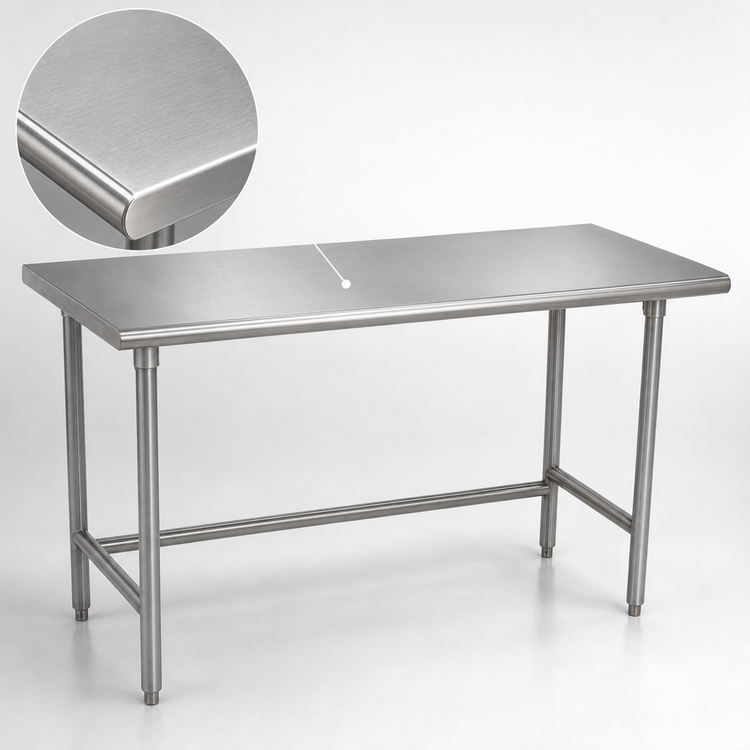 Product image #3 for Advance Tabco TAG-369 108-Inch x 36-Inch Flat Top Work Table, 16-Gauge 430 Stainless Steel Top, Galvanized Open Base