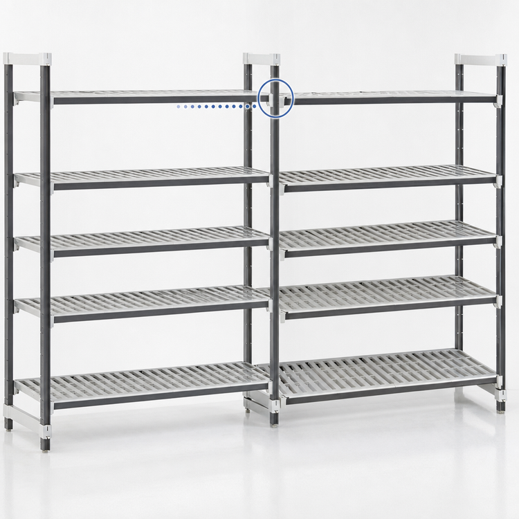 Product image #3 for Cambro Camshelving Elements XTRA 24 x 30 x 84-Inch 5-Tier Vented Stationary Add-On Shelving Unit, Speckled Gray