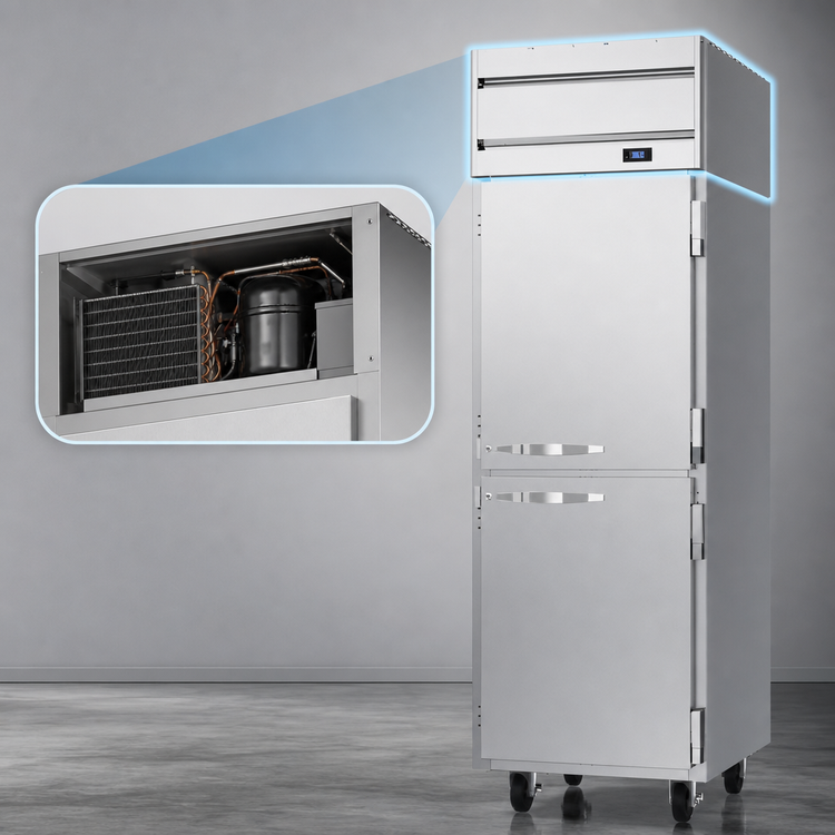 Product image #3 for Beverage-Air Horizon Series One-Section Top Mount Reach-In Refrigerator with Right-Hand Hinged Half-Solid Doors, 21.17 Cu. Ft.
