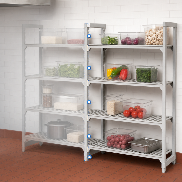 Product image #4 for Cambro Camshelving Premium 4-Shelf Vented Add-On Polymer Shelving Unit, 21 x 36 x 72 Inches, Speckled Gray