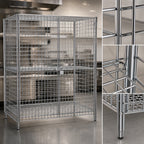 Thumbnail image #3 for Serv-Ware SC36SL-CWP Chrome Wire Security Cage Shelving Unit with Lockable Double Doors, 3 Shelves, 36"W x 25.6"D x 69.4"H