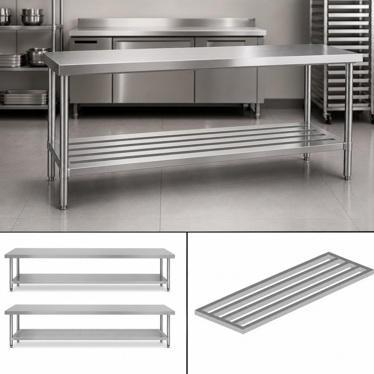Product image #3 for John Boos 108" x 24" All-Welded Stainless Steel Work Table Dunnage Undershelf for TC & GMT Series
