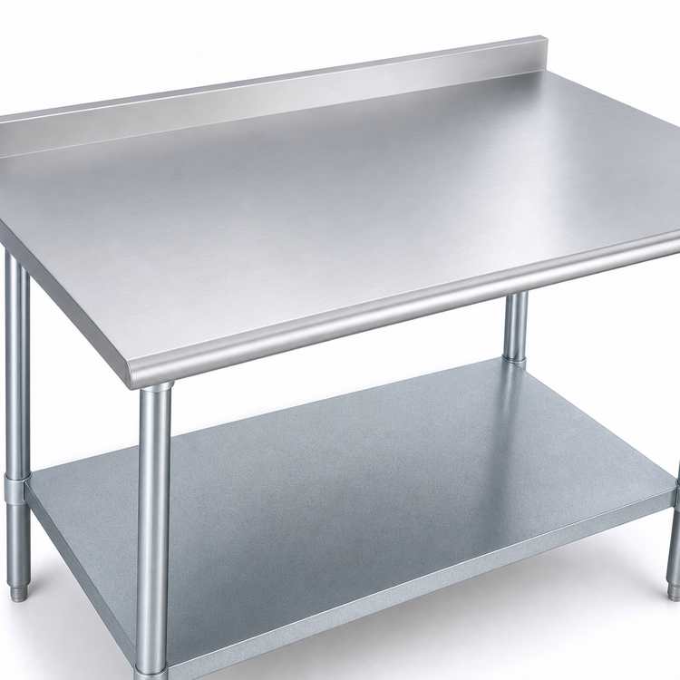 Product image #3 for Duke 30" x 30" Stainless Steel Work Table with 1-1/8" Straight Riser, Galvanized Undershelf and Posts