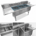 Thumbnail image #3 for John Boos Triple-Compartment Stainless Steel Pot Sink Dishtable with Dual 18-Inch Drainboards and Right-Side Dish Machine Opening