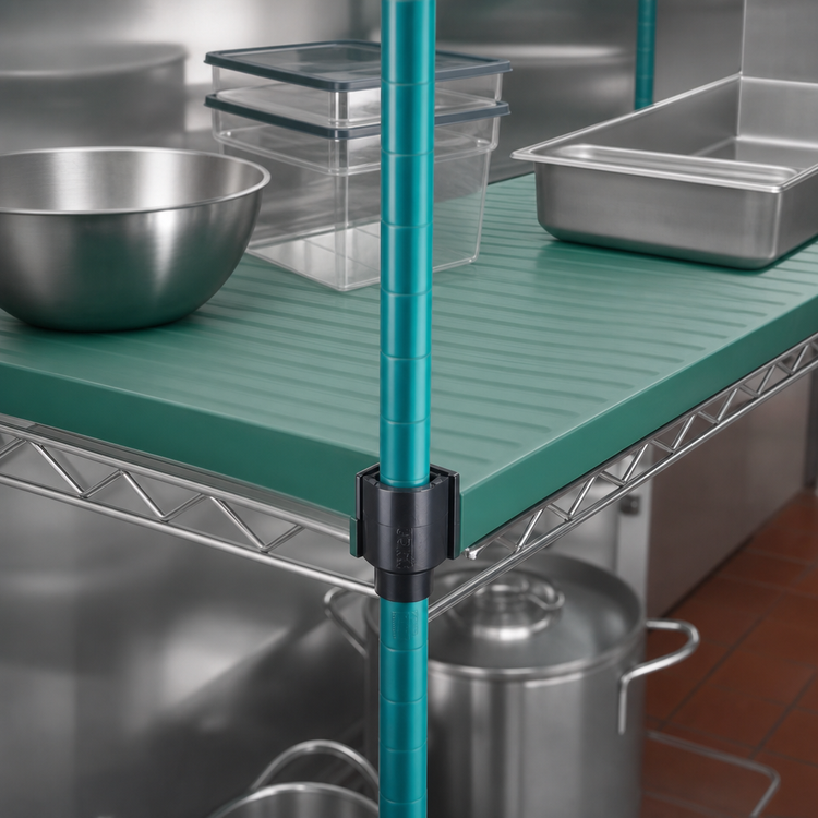 Product image #3 for QuadPlus 24 x 21 Inch Solid Green Polymer Shelf Mat with MICROGARD Antimicrobial Protection and Quad-Adjust Wire Frame