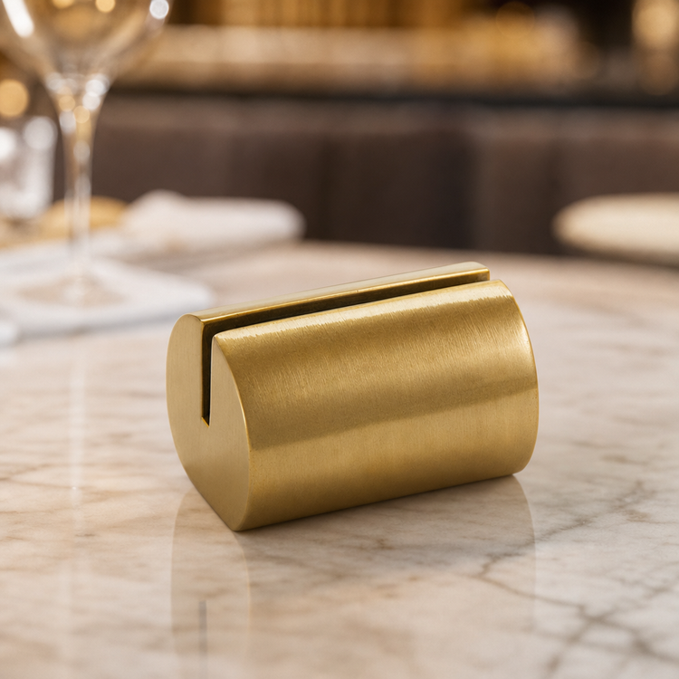 Product image #4 for American Metalcraft Gold Cast Aluminum Cylinder Tabletop Menu Card Holder