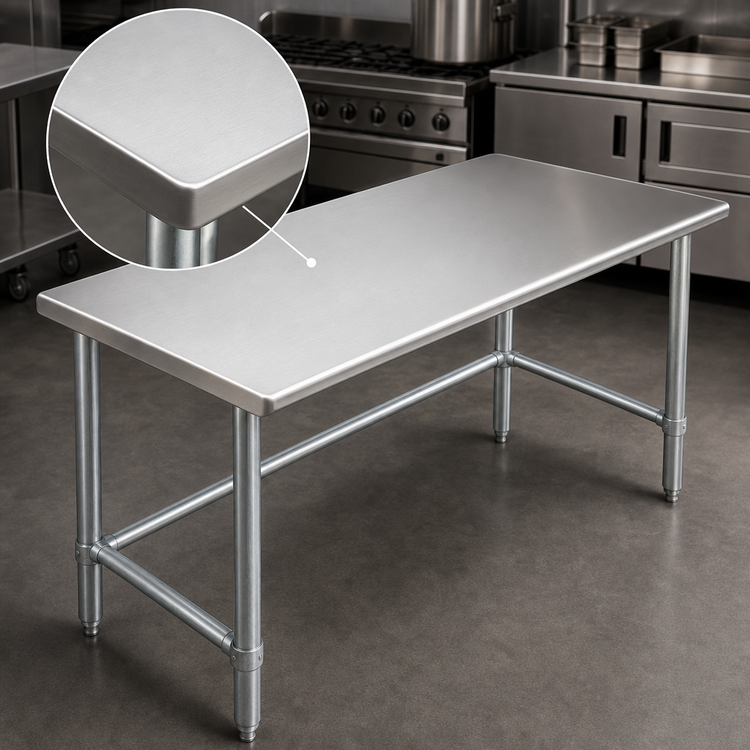 Product image #3 for Eagle Budget Series 60 Inch x 30 Inch Flat Top Work Table with 430 Stainless Steel Top and Galvanized Tubular Base