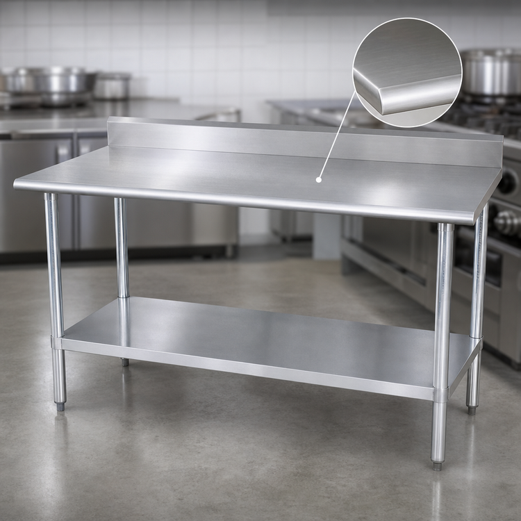Product image #3 for Sapphire Manufacturing 60 Inch x 24 Inch Stainless Steel Work Table with 5 Inch Backsplash and Adjustable Undershelf