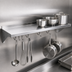 Thumbnail image #3 for John Boos Cucina Mensola 36-Inch Wall-Mount Stainless Steel Pot Rack Shelf with Utensil Bar and 4 Hooks