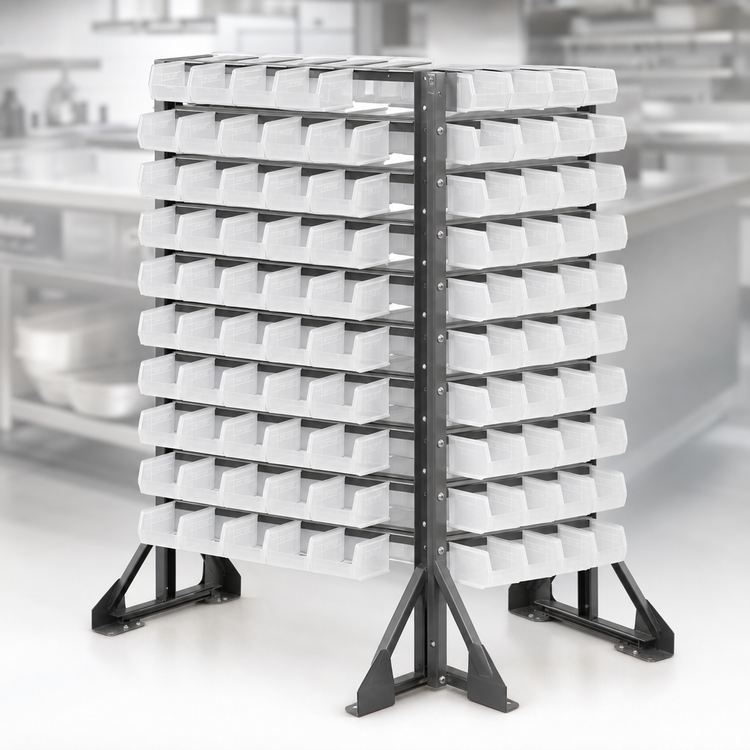 Product image #3 for Quantum Double-Sided Rail Rack with 12 Rails and 192 Clear Bins