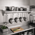 Thumbnail image #3 for John Boos Stallion Commercial Wall-Mount Pot Rack Shelf with 11 Hooks, 132 x 18 x 13 Inches, Stainless Steel