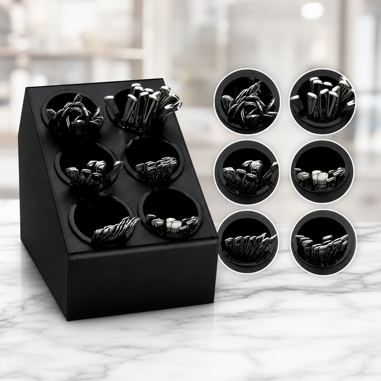 Product image #3 for Dispense-Rite CTSH-6BT 6-Compartment Countertop Silverware Organizer with Inserts, Black Polystyrene
