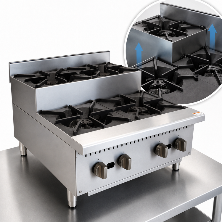 Product image #3 for Comstock-Castle 24-Inch Countertop Step-Up Sauté Hotplate with 4 Cast Iron Burners