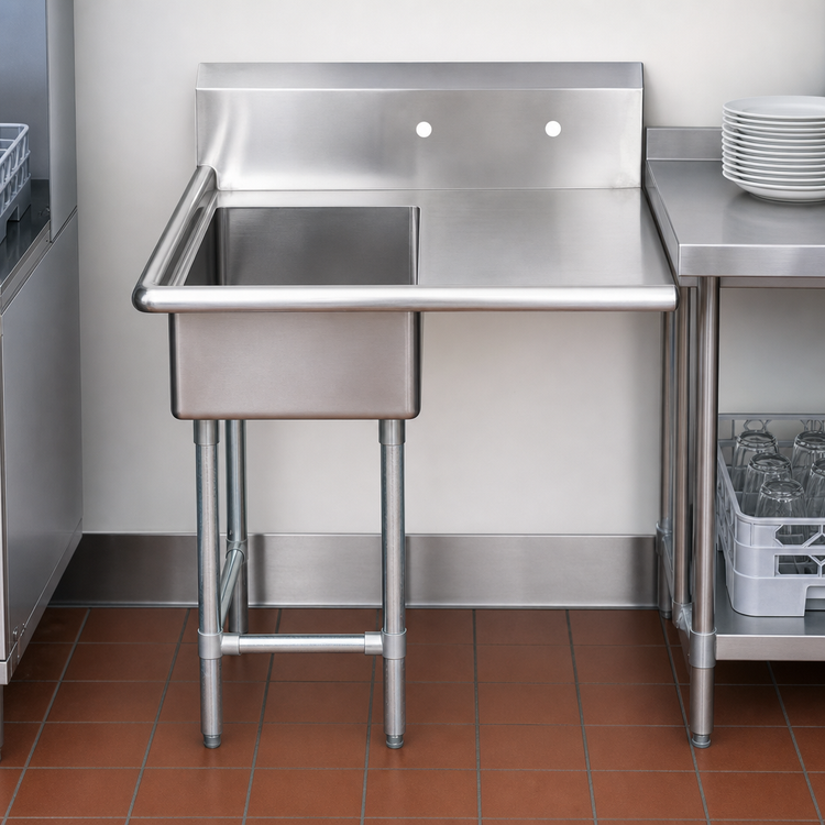 Product image #3 for 26-Inch Straight Soiled Dish Table with Left-Side Sink, 300 Series Stainless Steel