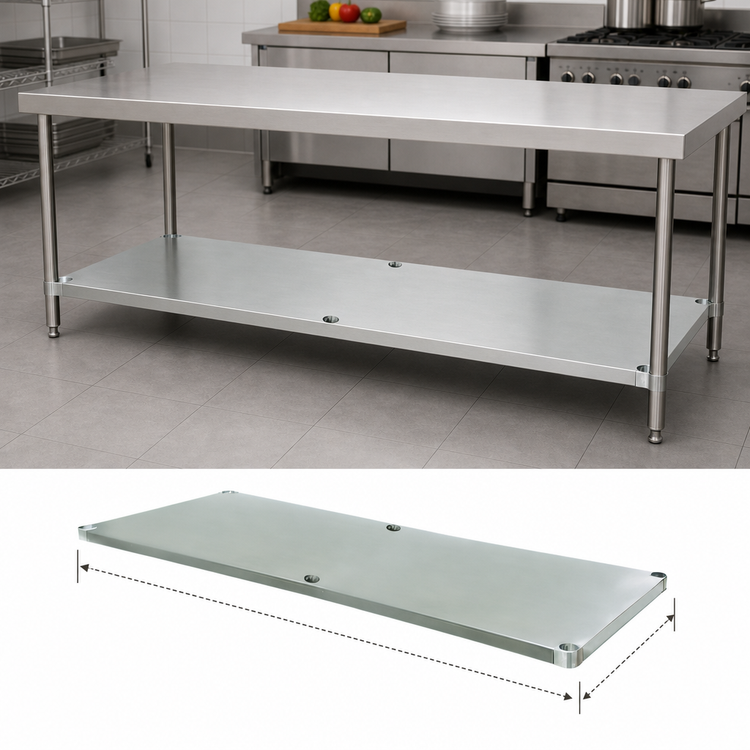 Product image #3 for Heavy-Duty Galvanized Work Table Undershelf for 108 x 36 Inch Tables