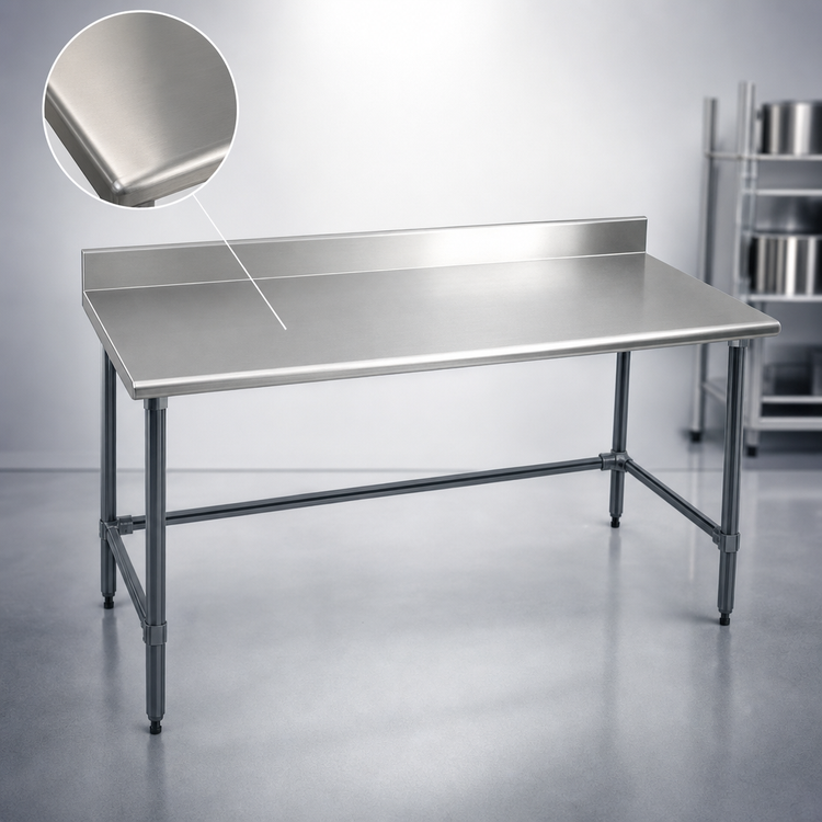 Product image #3 for BlendPort Budget Series 48-Inch x 24-Inch Stainless Steel Work Table with 4-1/2-Inch Backsplash and Galvanized Tubular Base