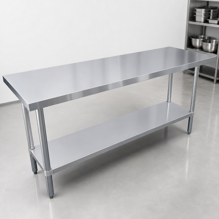 Product image #3 for Sapphire 72-Inch x 24-Inch Stainless Steel Flat-Top Work Table with Galvanized Legs and Undershelf