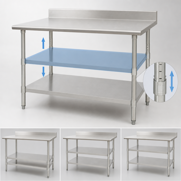 Product image #3 for Eagle Group Adjustable Galvanized Work Table Undershelf for 36"W x 30"D Tables with Uni-Lok Hat Channel Frame
